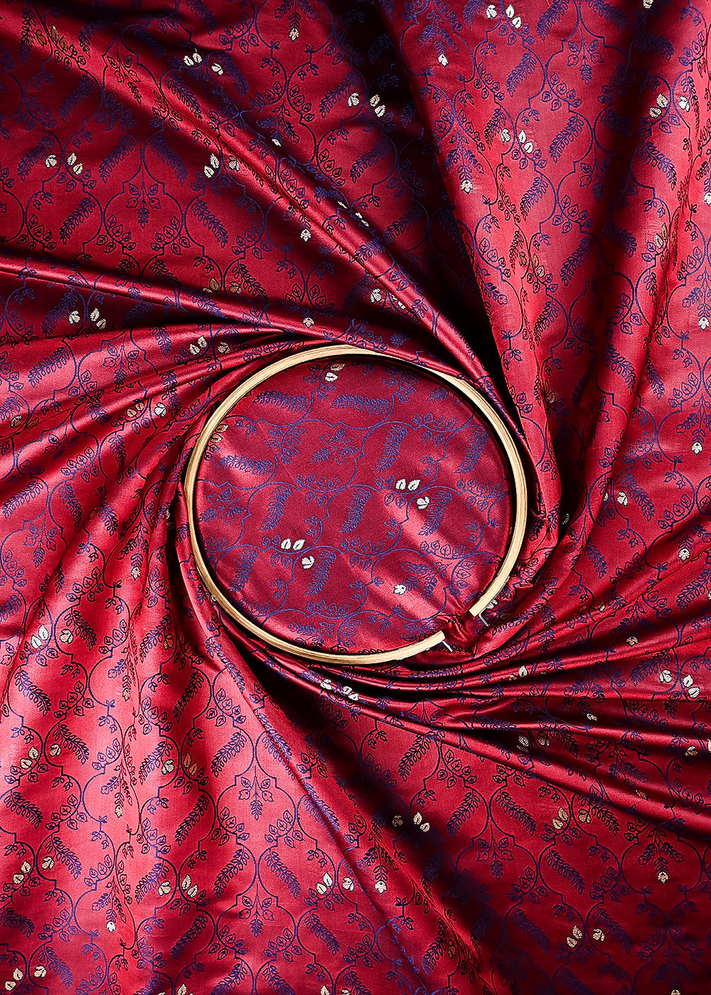 Maroon Banarasi Brocade Fabric With All Over Thread And Zari Handloom 24495