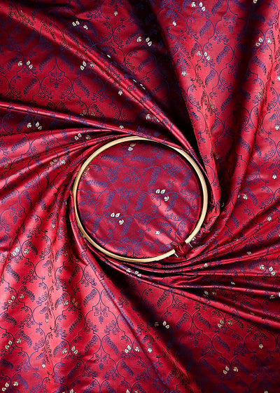 Maroon Banarasi Brocade Fabric With All Over Thread And Zari Handloom 24495