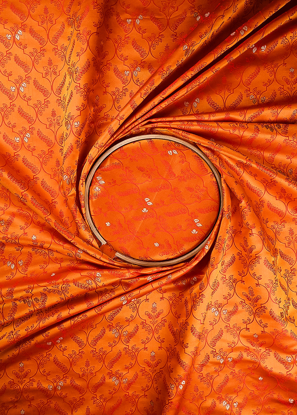 Mustard Banarasi Brocade Fabric With All Over Thread And Zari Handloom 24497