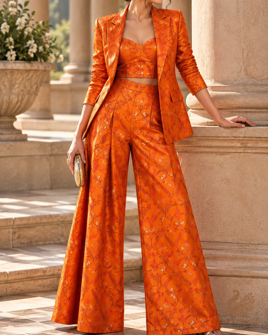 Mustard Banarasi Brocade Fabric With All Over Thread And Zari Handloom 24497