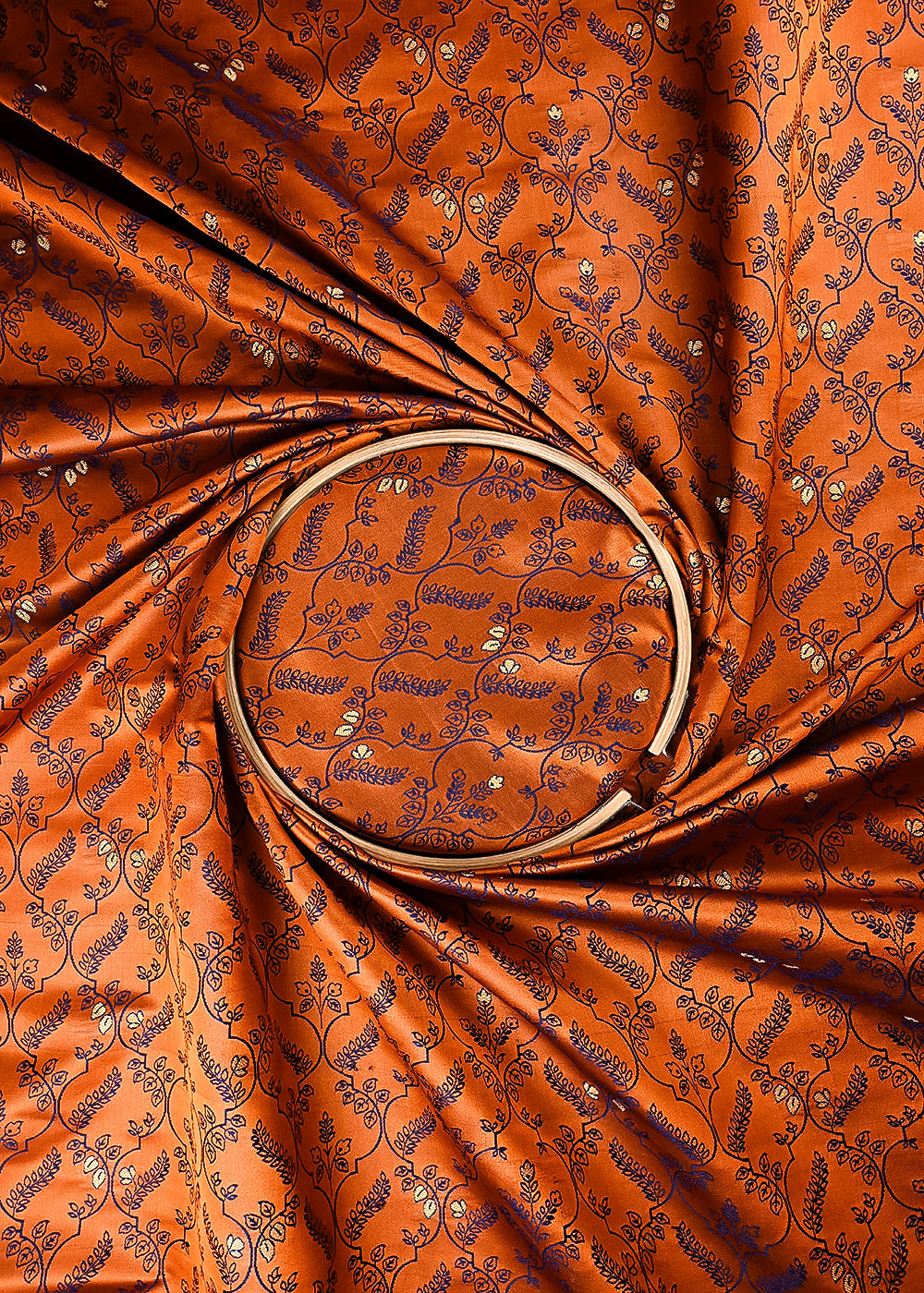 Brown Banarasi Brocade Fabric With All Over Thread And Zari Handloom 24498