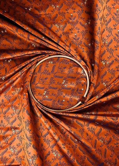 Brown Banarasi Brocade Fabric With All Over Thread And Zari Handloom 24498