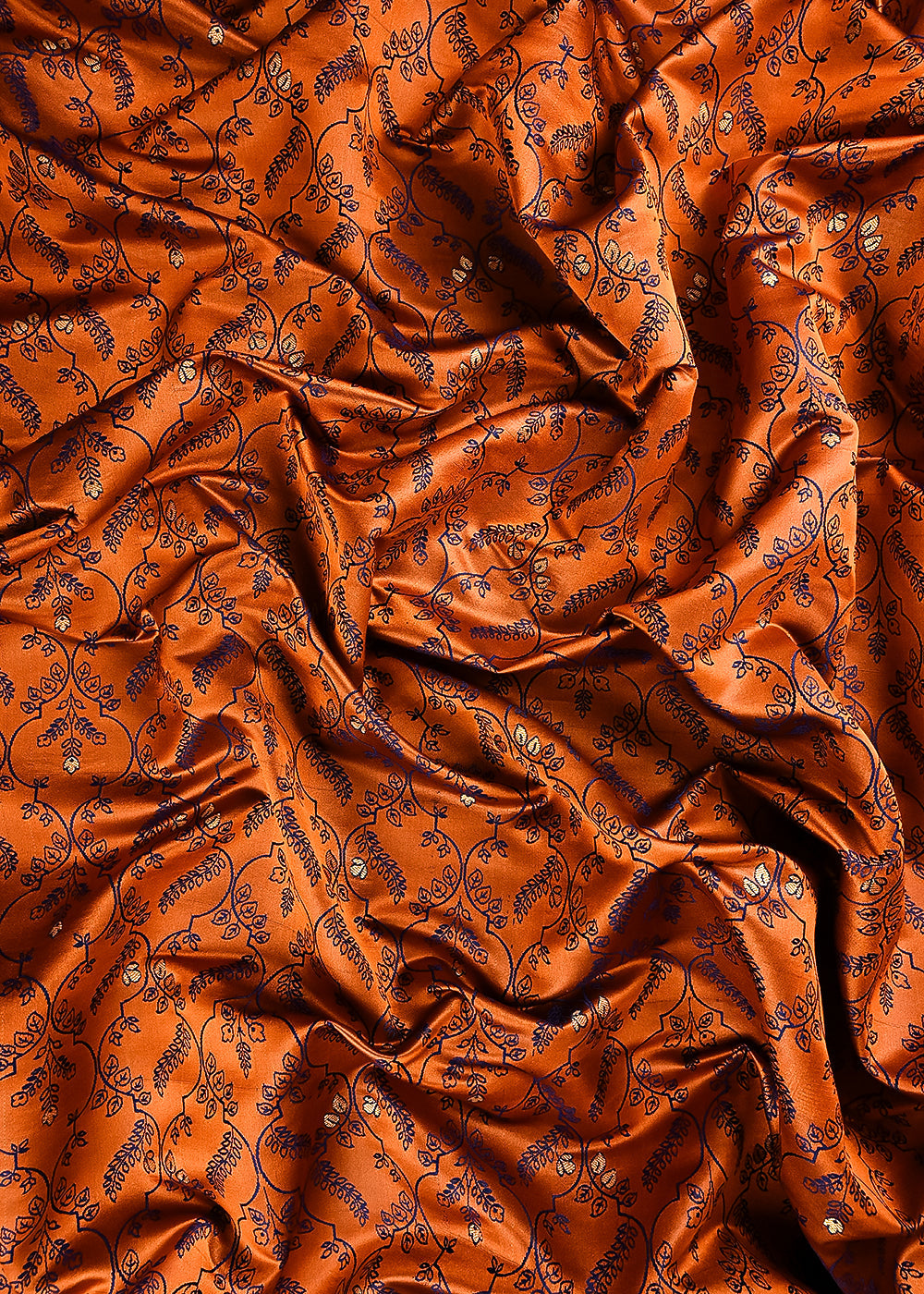 Brown Banarasi Brocade Fabric With All Over Thread And Zari Handloom 24498