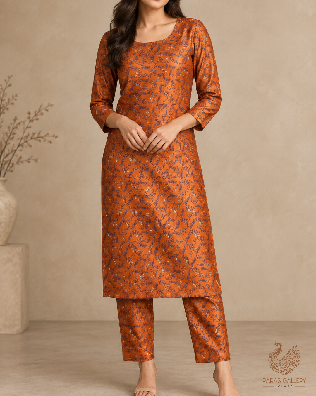 Brown Banarasi Brocade Fabric With All Over Thread And Zari Handloom 24498