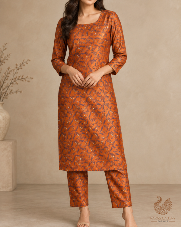 Brown Banarasi Brocade Fabric With All Over Thread And Zari Handloom 24498