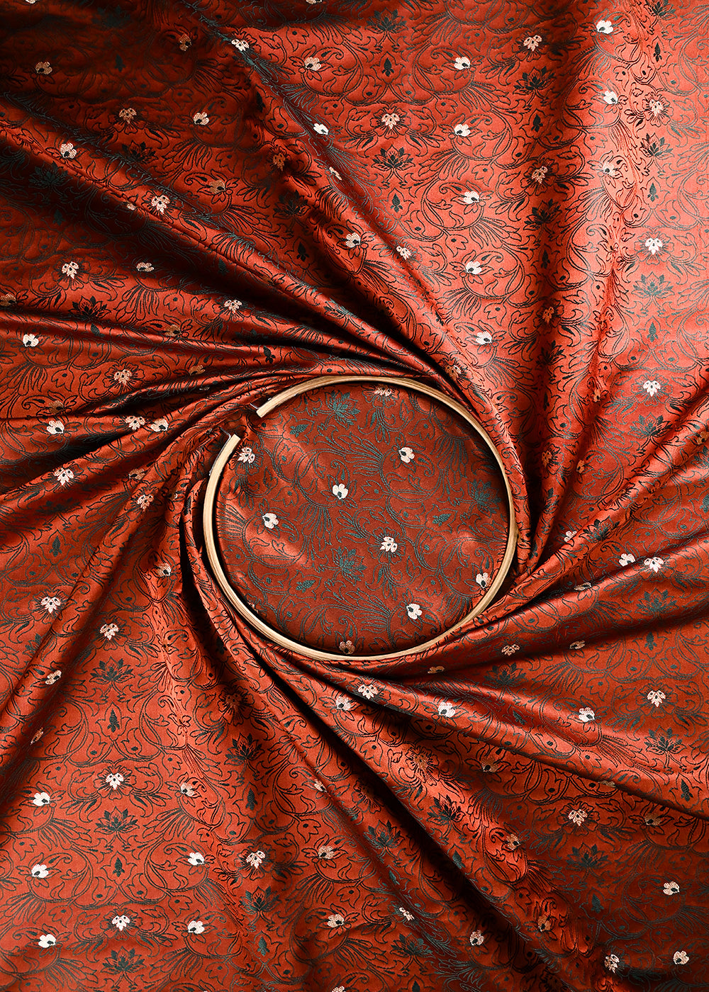 Brown Banarasi Brocade Fabric With All Over Thread And Zari Handloom 24510
