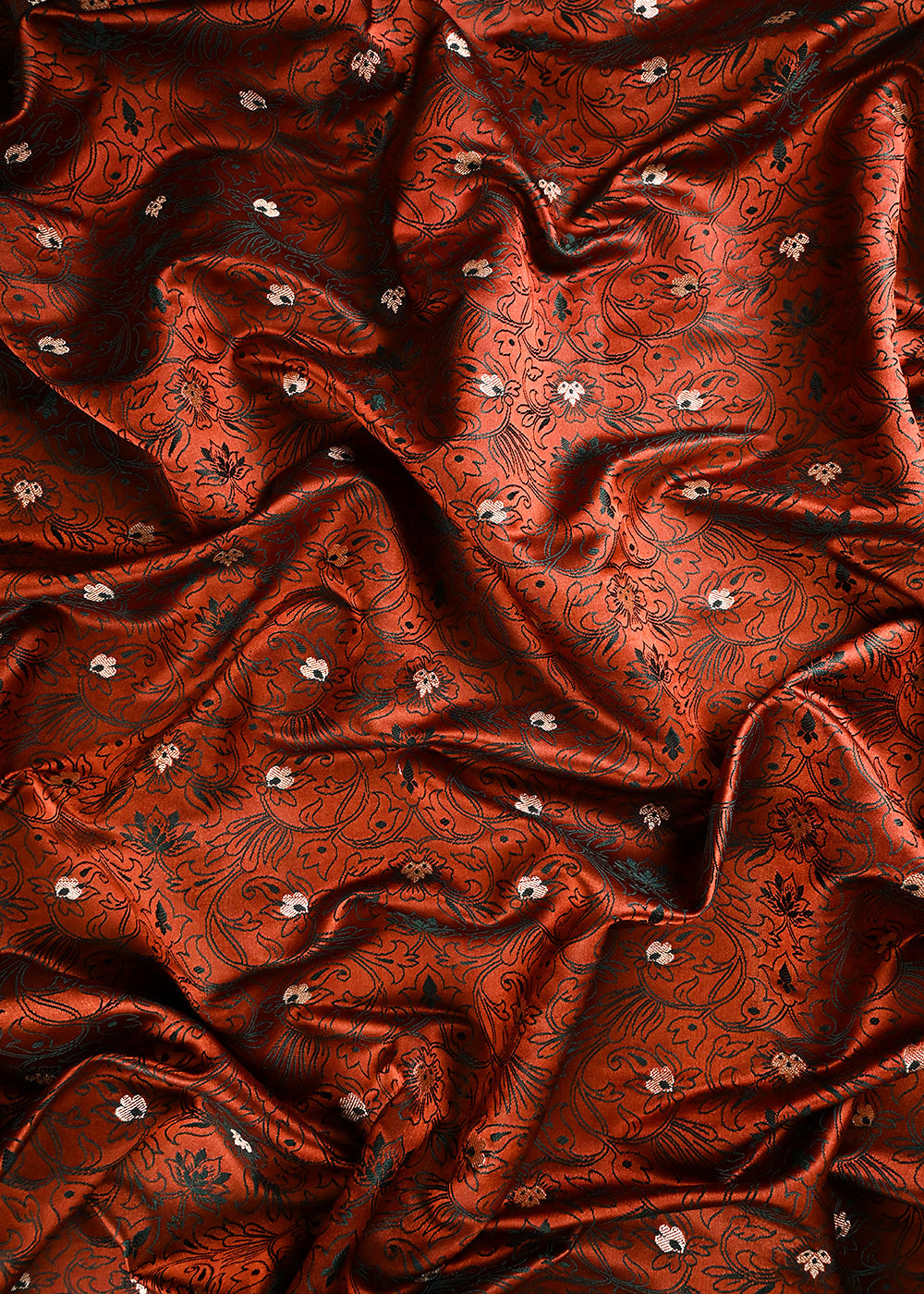 Brown Banarasi Brocade Fabric With All Over Thread And Zari Handloom 24510