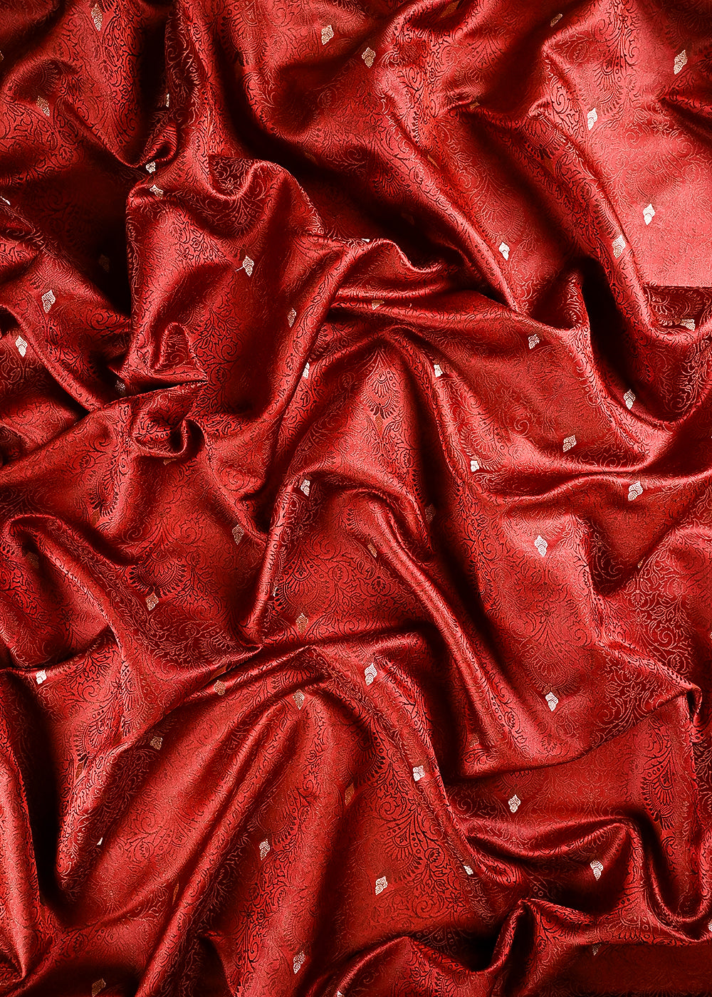 Brown Banarasi Brocade Fabric With All Over Thread And Zari Handloom 24513