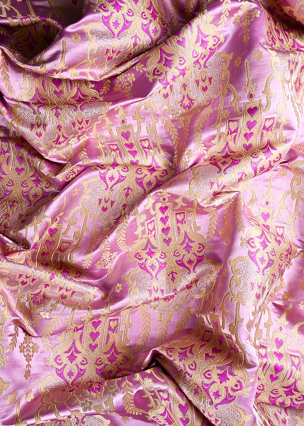 Lavender Banarasi Brocade Fabric With All Over Thread And Zari Handloom 24519