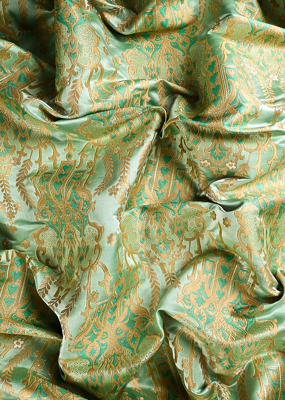 Sea Green Banarasi Brocade Fabric With All Over Thread And Zari Handloom 24520