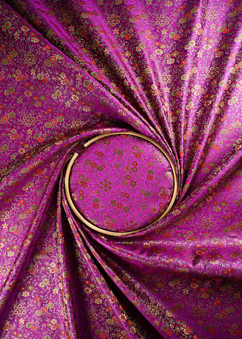 Purple Banarasi Brocade Fabric With All Over Thread And Zari Handloom 24530