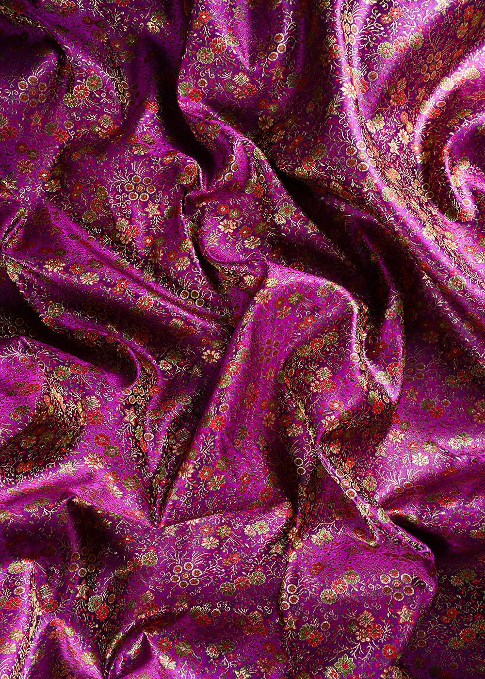 Purple Banarasi Brocade Fabric With All Over Thread And Zari Handloom 24530