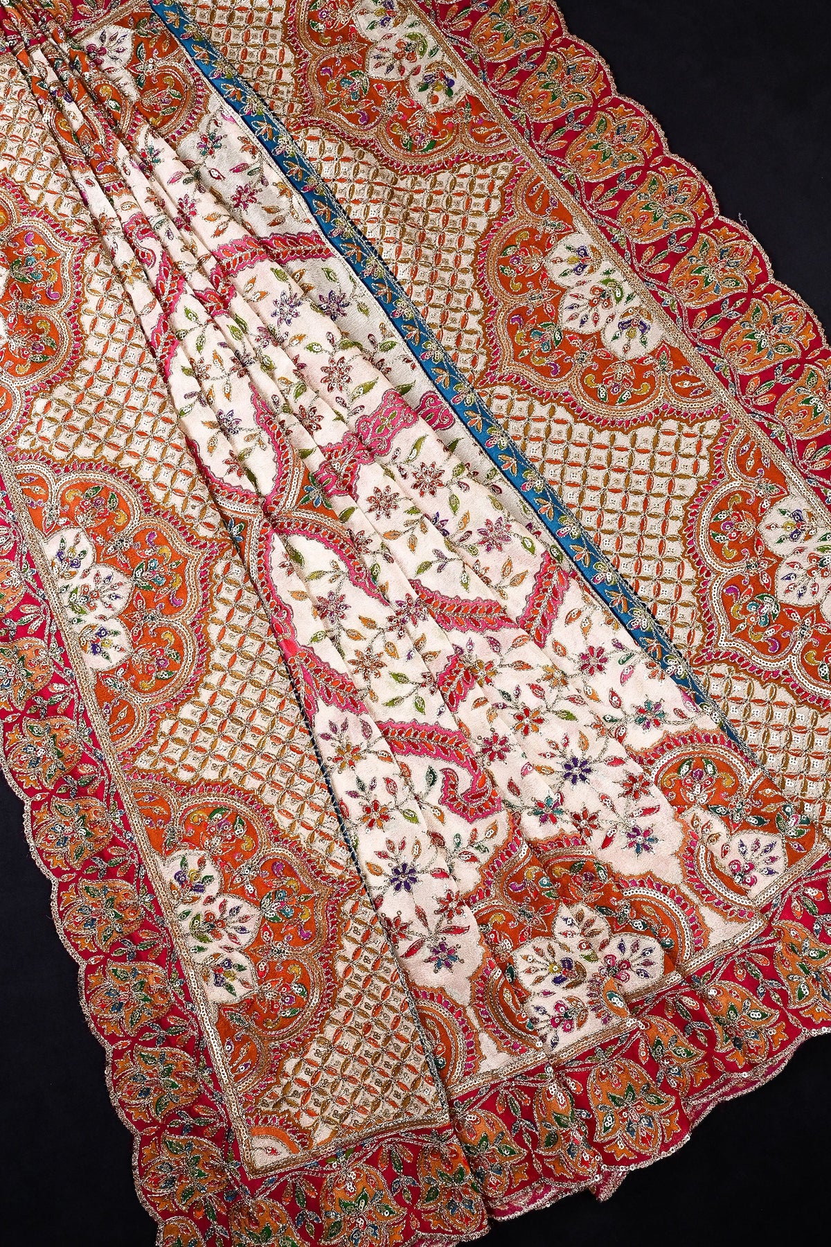 Off White Chinon Chiffon Dupatta All Over Zari And Sequins Work With Border 24551