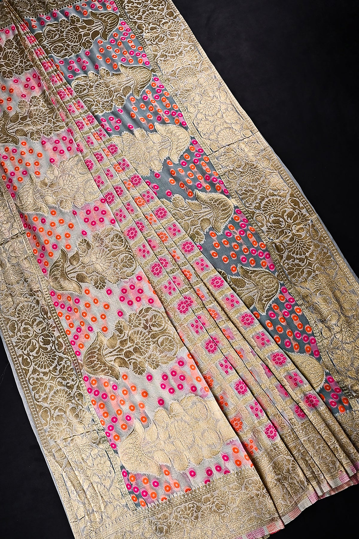 White Dyeable Banarasi Brocade Dupatta All Over Zari Work 24605