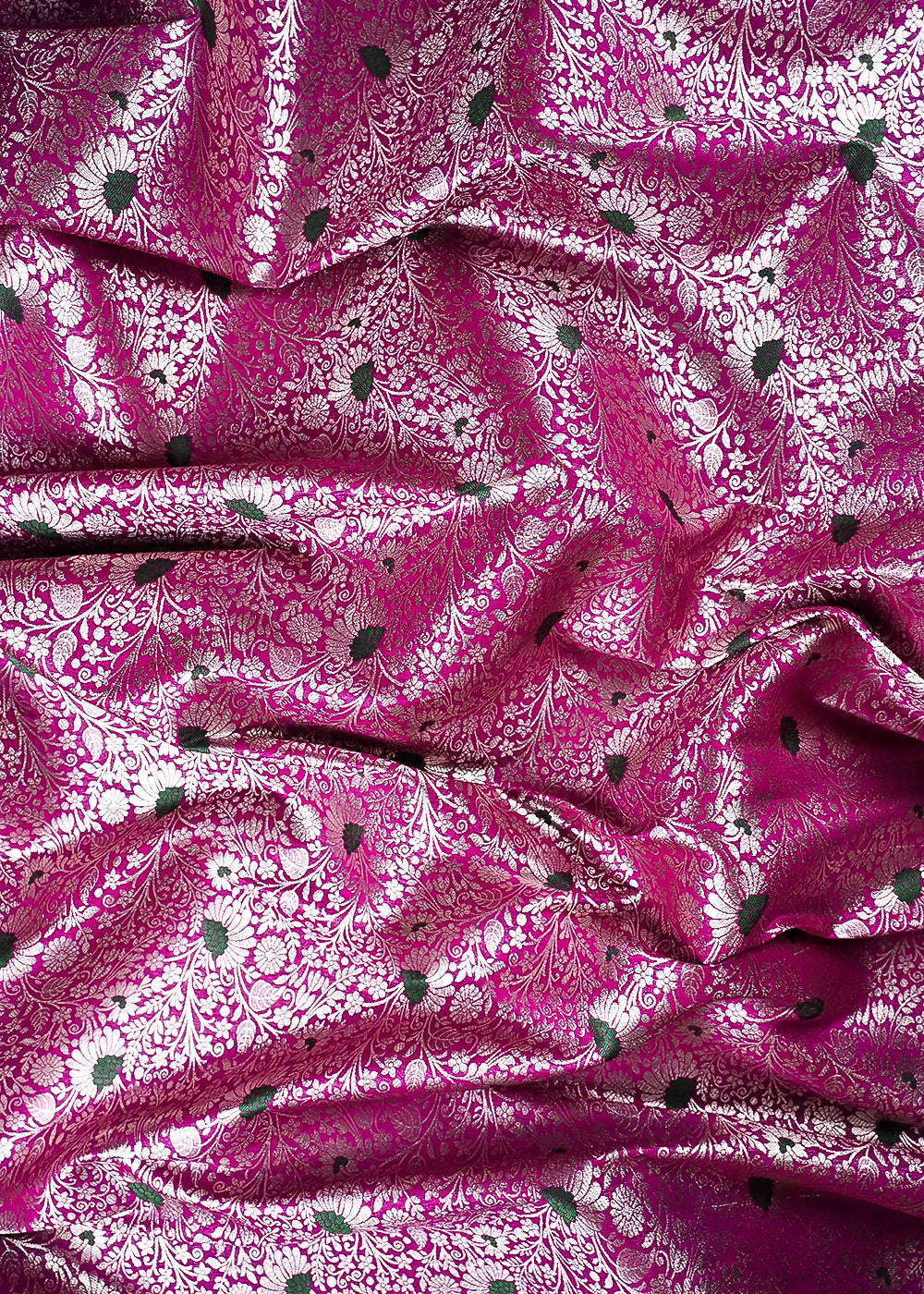 Purple Banarasi Brocade Fabric With All Over Thread And Zari Handloom 24616