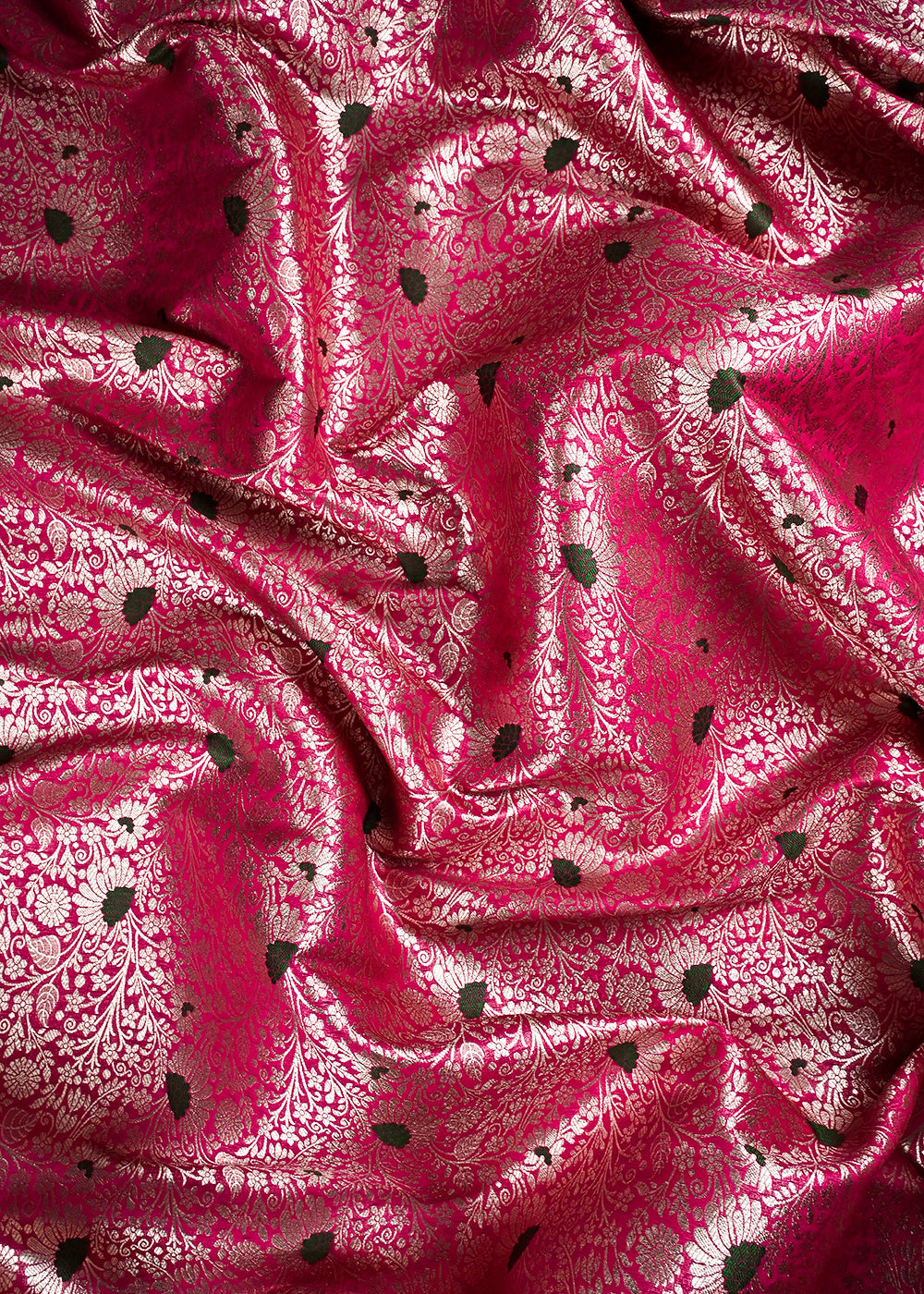 Pink Banarasi Brocade Fabric With All Over Thread And Zari Handloom 24619