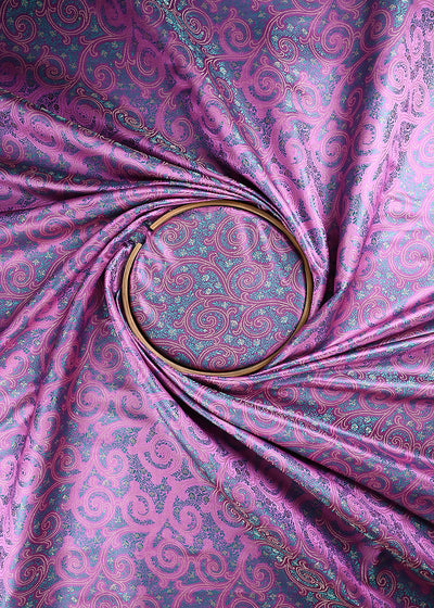 Mauve Banarasi Brocade Fabric With All Over Thread Handloom 24645