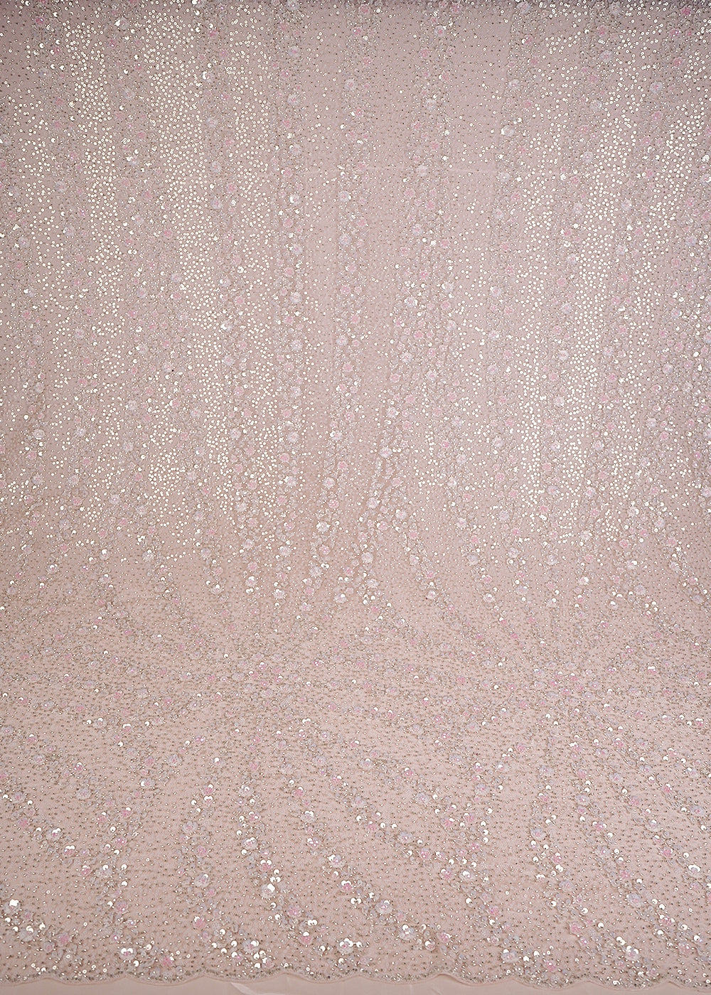 Pink Imported Net Fabric With All Over Sequins And Katdana Work 24693