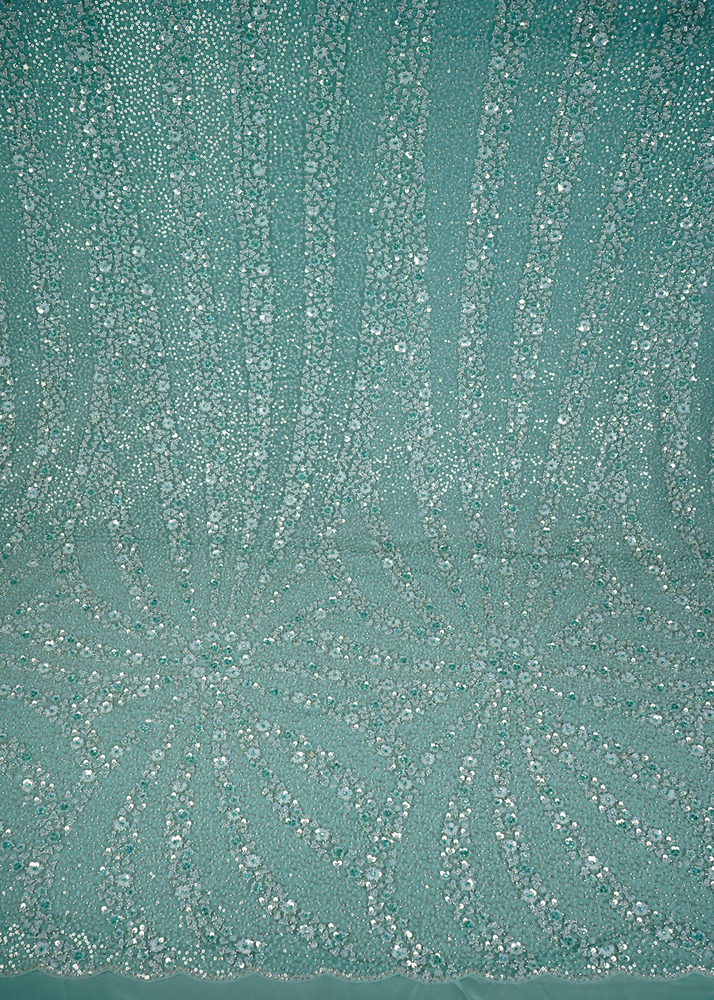 Green Imported Net Fabric With All Over Sequins And Katdana Work 24694