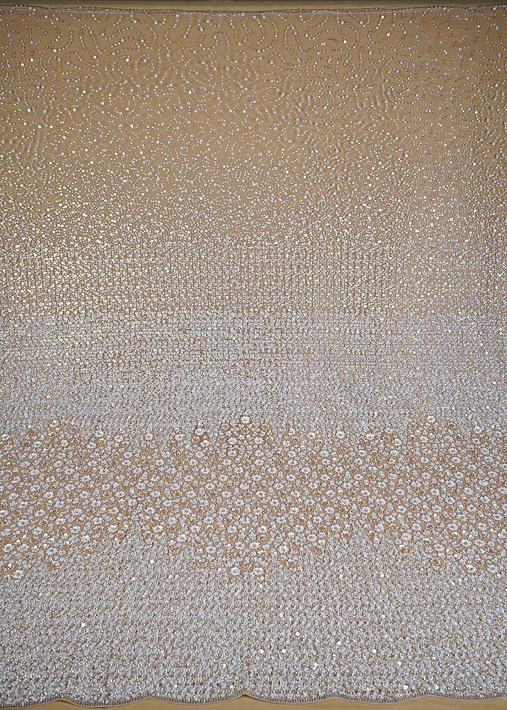 Gold Imported Net Fabric With All Over Sequins, Katdana And Bead Work With One Side Heavy Border 24695