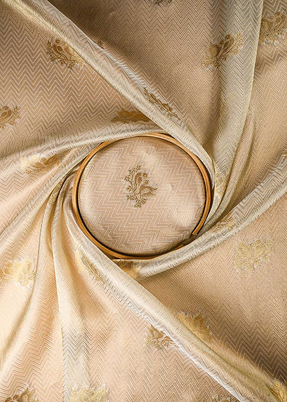 Golden Dyeable Tissue Fabric With All Over Zari Handloom 24706