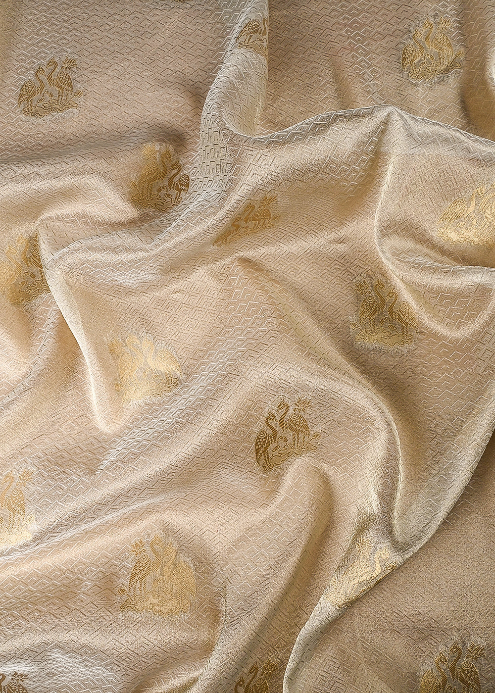Golden Dyeable Tissue Fabric With All Over Zari Handloom 24708