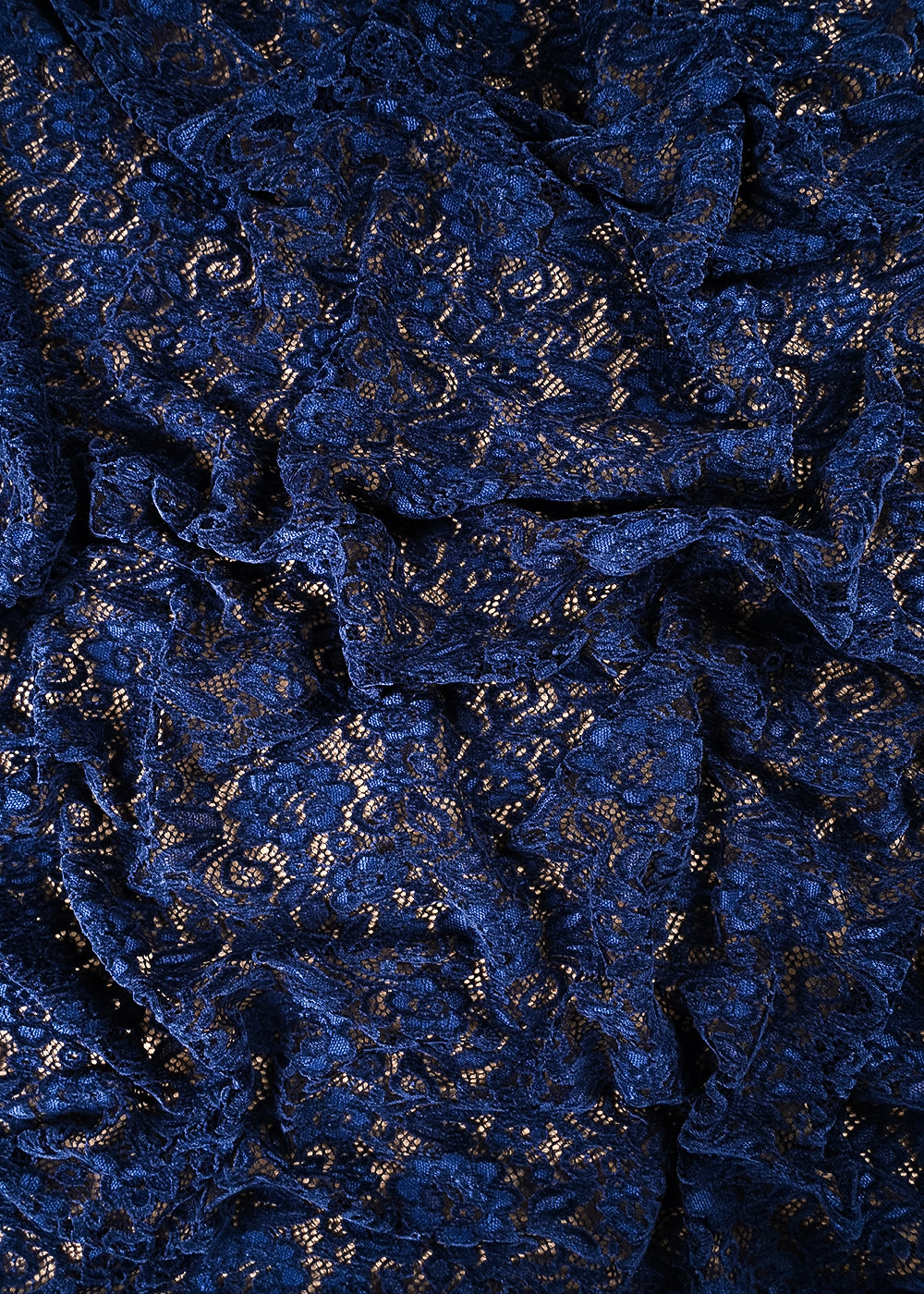Navy Blue Mesh Velvet Fabric With All Over Cut Work 24719