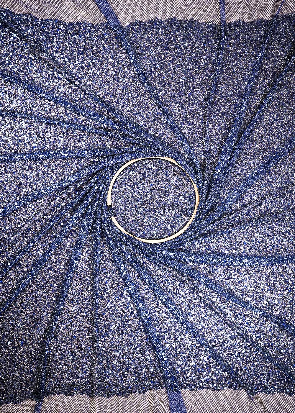 Navy Blue Imported Exclusive Fabric With All Over Sequins And Katdana Work 24726