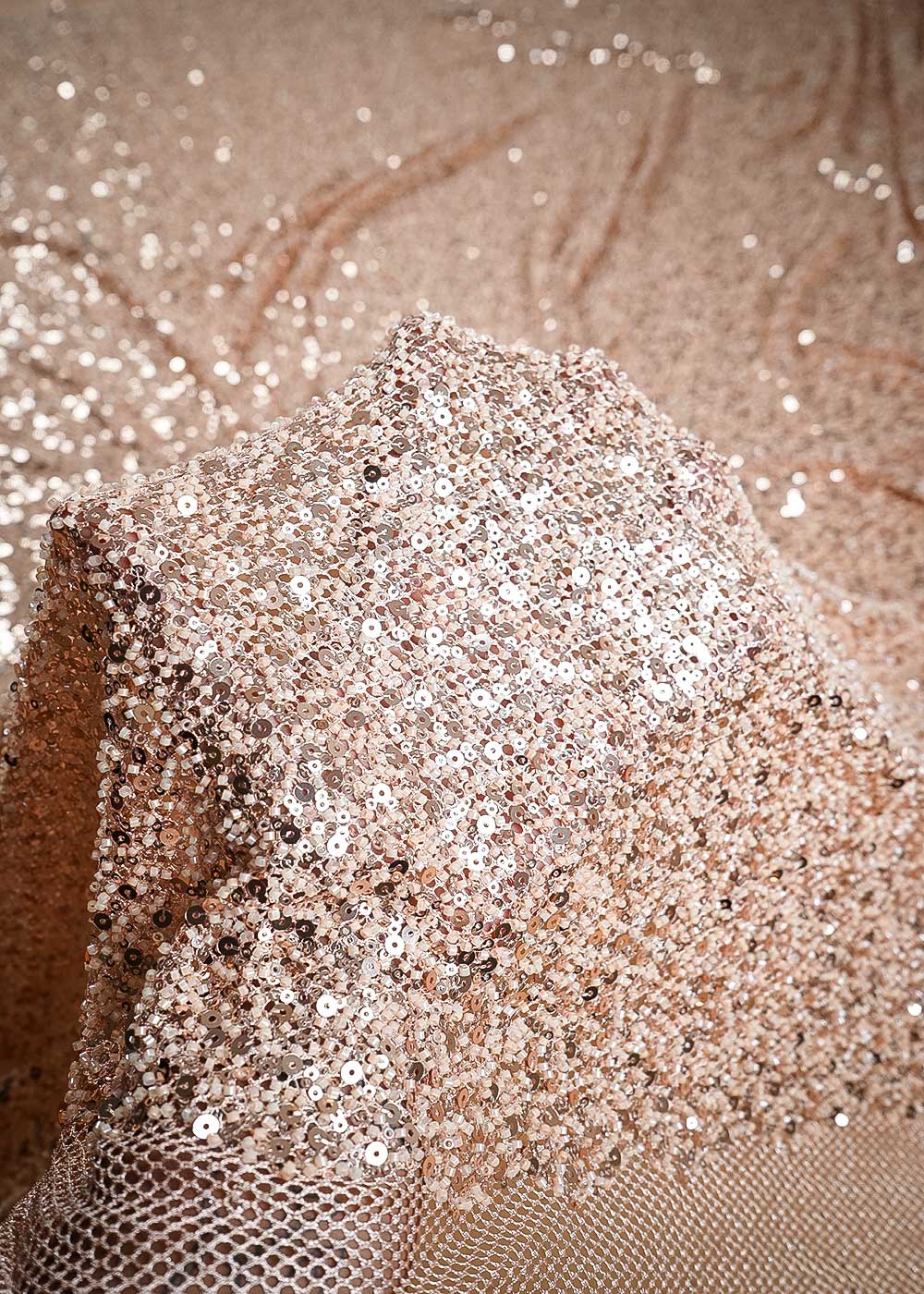 Pink Imported Exclusive Fabric With All Over Sequins And Katdana Work 24729