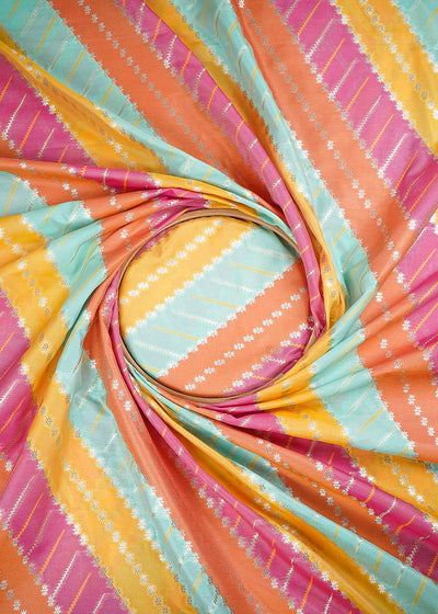 Pink Banarasi Brocade Fabric With All Over Zari Handloom 24759