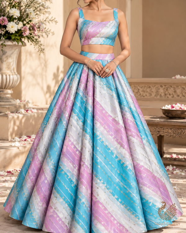 Blue Banarasi Brocade Fabric With All Over Zari Handloom 24761
