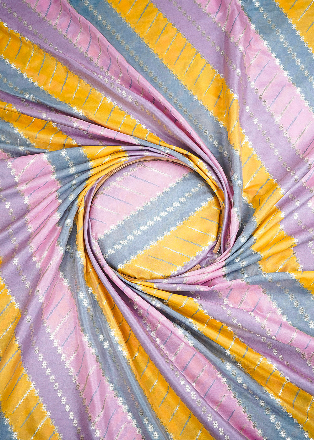 Lavender  Banarasi Brocade Fabric With All Over Zari Handloom 24763