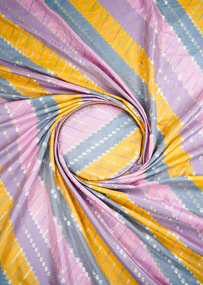 Lavender  Banarasi Brocade Fabric With All Over Zari Handloom 24763