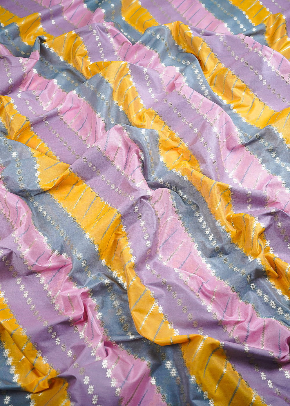 Lavender  Banarasi Brocade Fabric With All Over Zari Handloom 24763