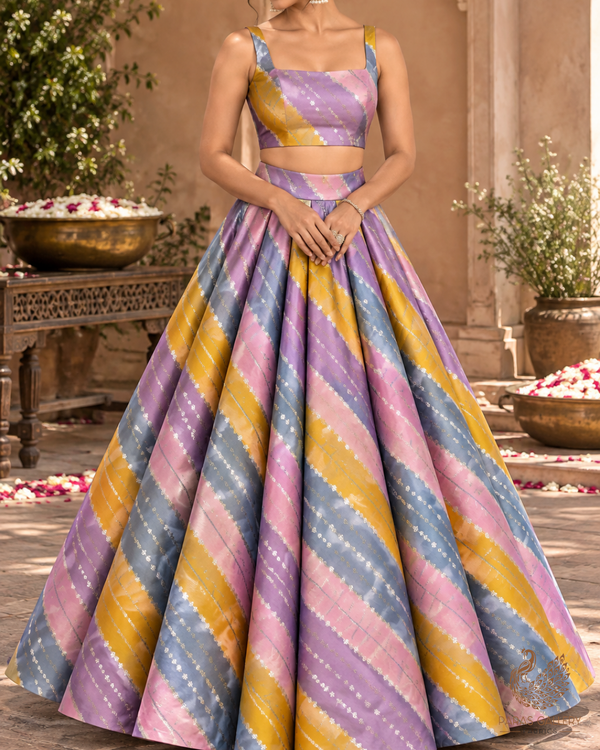 Lavender  Banarasi Brocade Fabric With All Over Zari Handloom 24763