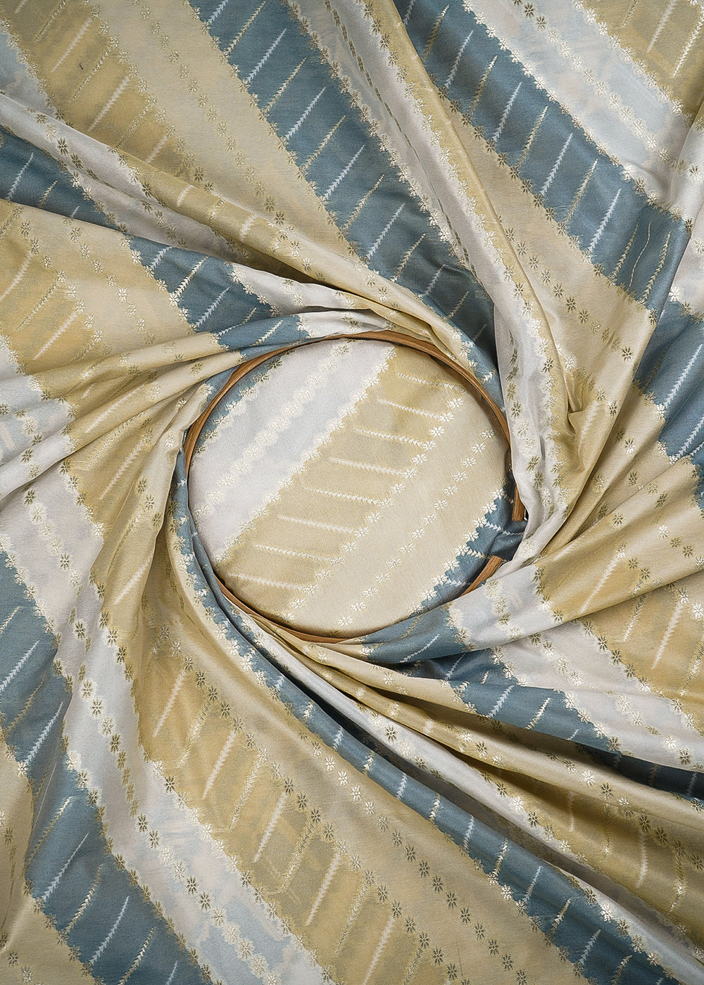 Grey Banarasi Brocade Fabric With All Over Zari Handloom 24764