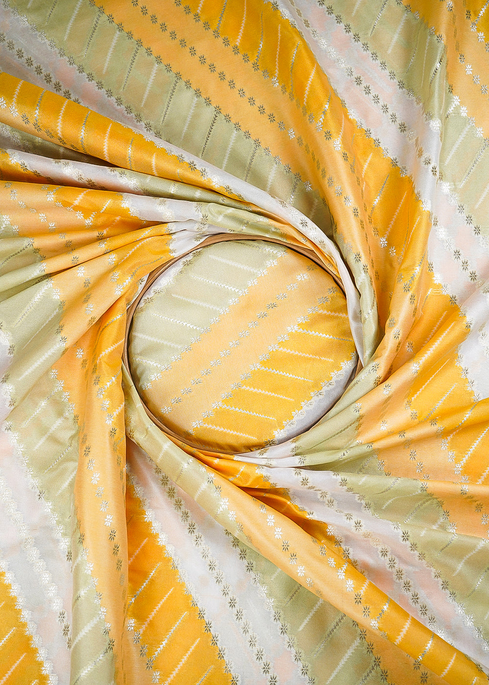 Mustard Banarasi Brocade Fabric With All Over Zari Handloom 24765