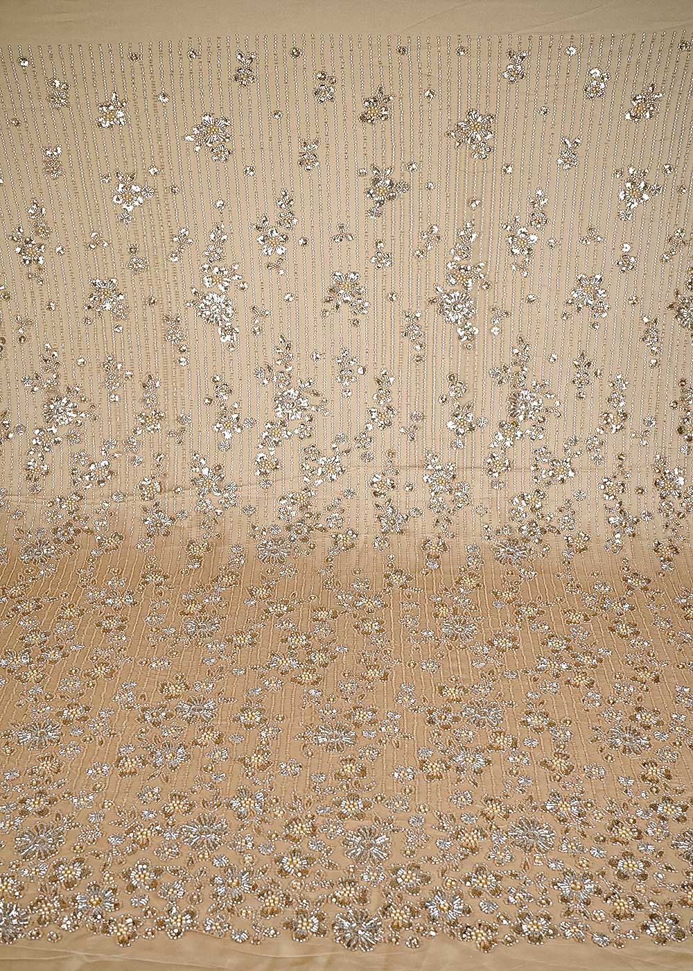 Chiku Imported Net Fabric With All Over Sequins, Katdana And Bead Work With One Side Heavy Border 24790