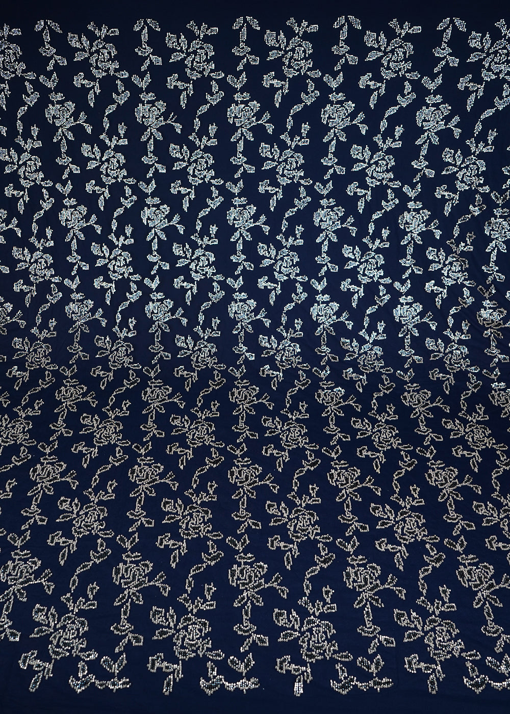 Navy Blue Imported Net Fabric With All Over Katdana Work 24795