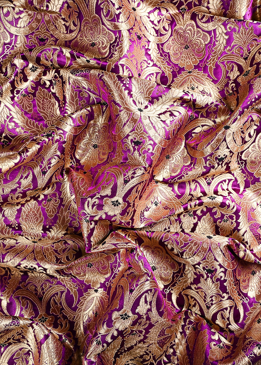 Navy Blue Banarasi Brocade Fabric With All Over Zari And Thread Handloom 24796