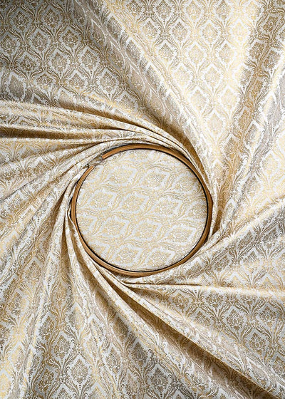 White Dyeable Silk Fabric With All Over Zari And Thread Handloom 24810