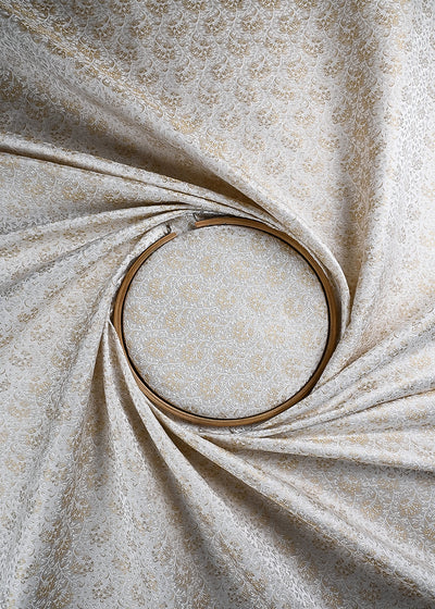White Dyeable Silk Fabric With All Over Zari And Thread Handloom 24812