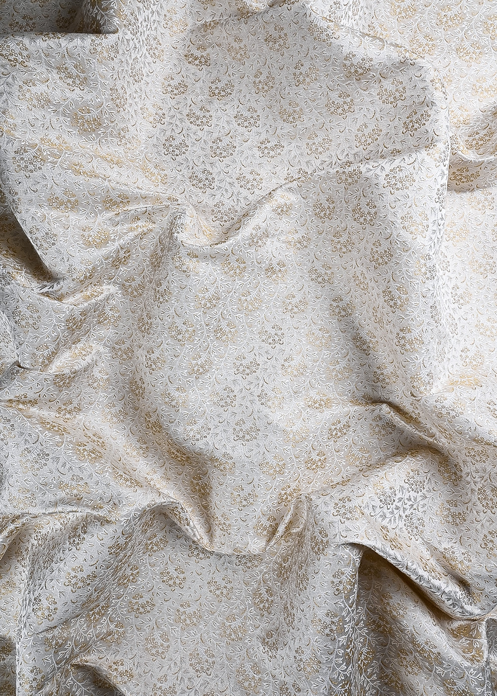 White Dyeable Silk Fabric With All Over Zari And Thread Handloom 24812