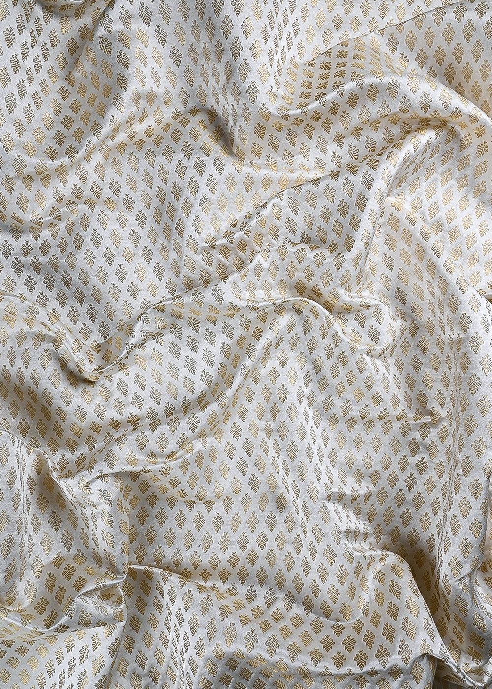 White Dyeable Silk Fabric With All Over Zari And Thread Handloom 24813