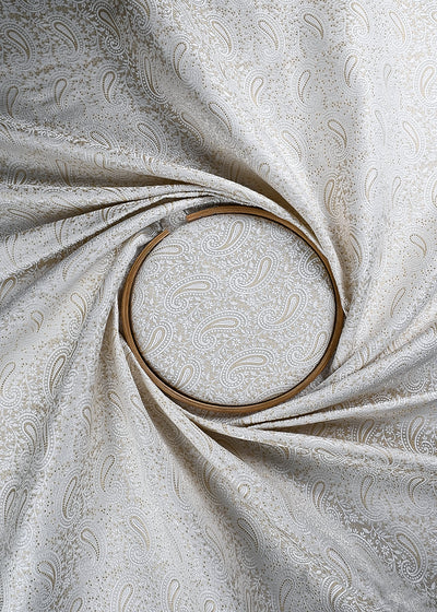 White Dyeable Silk Fabric With All Over Zari And Thread Handloom 24814