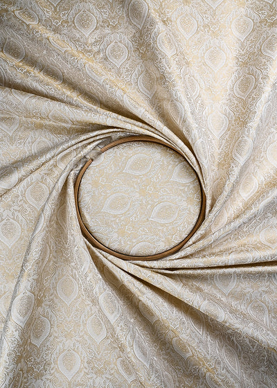White Dyeable Silk Fabric With All Over Zari And Thread Handloom 24815