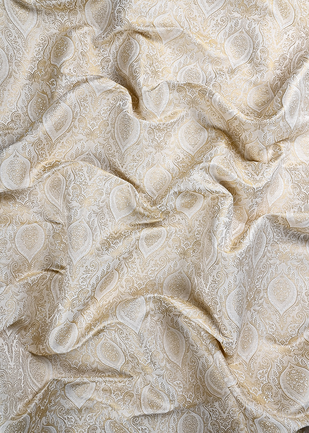 White Dyeable Silk Fabric With All Over Zari And Thread Handloom 24815