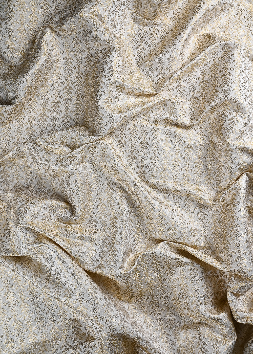 White Dyeable Silk Fabric With All Over Zari And Thread Handloom 24817
