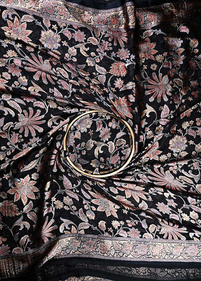 Black Velvet Brasso Fabric With All Over Abstract Work 24826