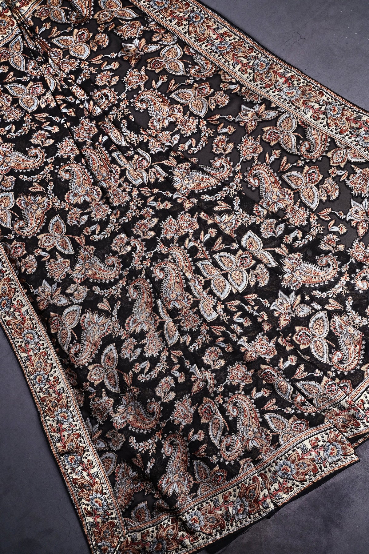 Black Velvet Brasso Dupatta All Over Abstract Work 24839
